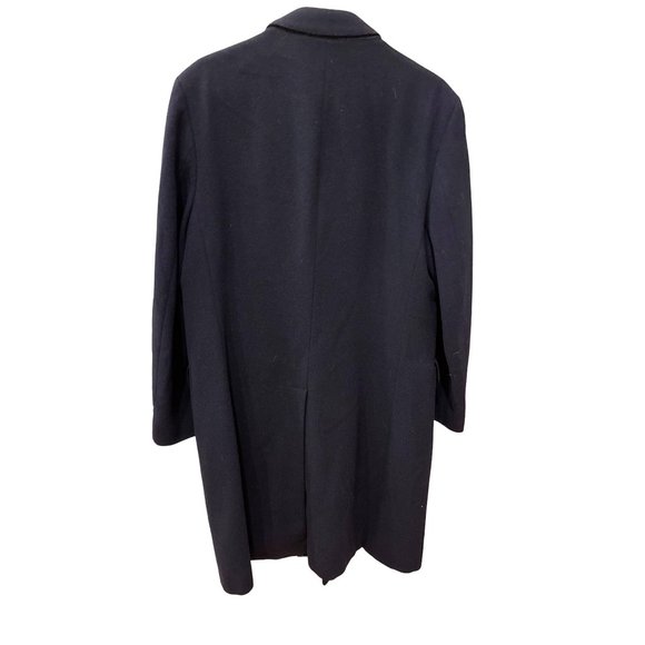 MEN VINTAGE ST MICHAEL OVERCOAT NAVY WOOL DARK BLUE SIZE 40 102 RETRO - Picture 2 of 12